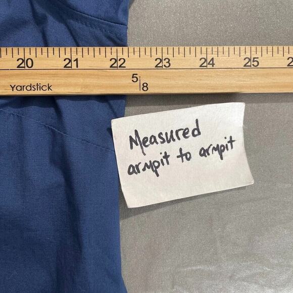 Woman Within Size 18 20 L Blue Button Up Shirt Stretch Cotton Stuctured Career - Picture 8 of 9